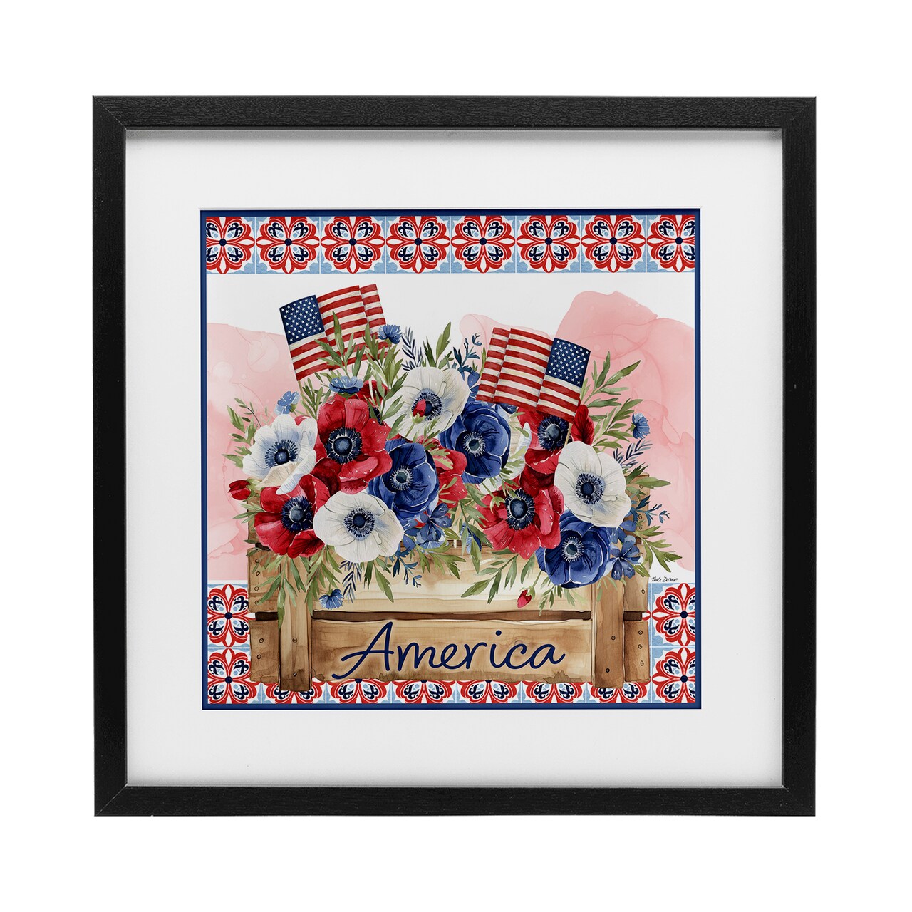 Stupell Industries Patriotic Poppies Bouquet Framed Print Under Glass, design by Nicole DeCamp